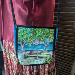 UPCYCLED Handmade by TBT Crossbody Bag From Original Canvas Painting Upcycled
